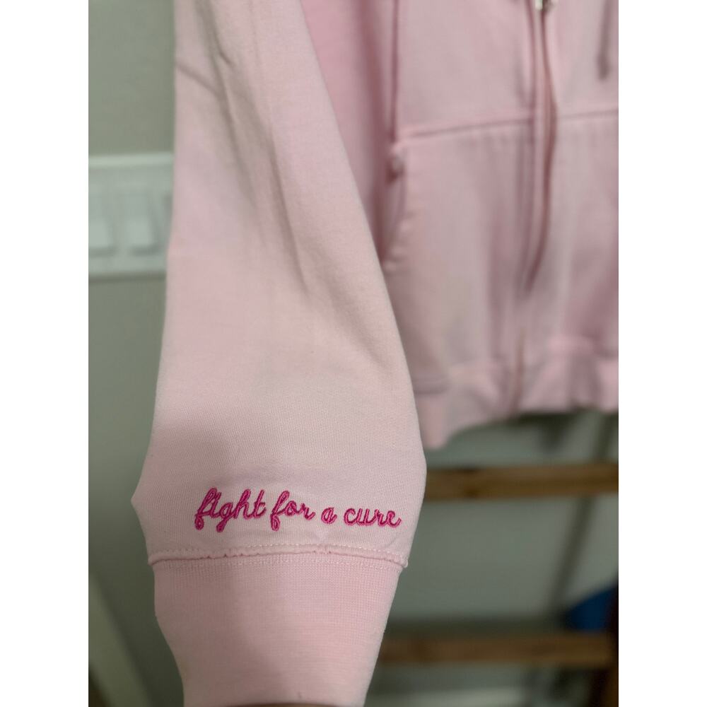Womens Pink Fight For A Cure Hoodie Sweatshirt Breast Cancer Sweat Shirt Mediuma - Picture 7 of 7